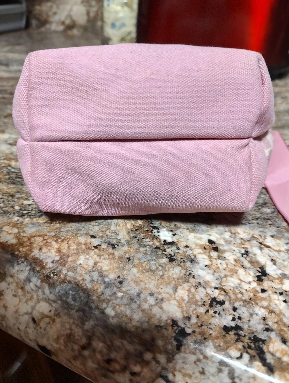 Pink Patterned Canvas Cosmetic Pouch